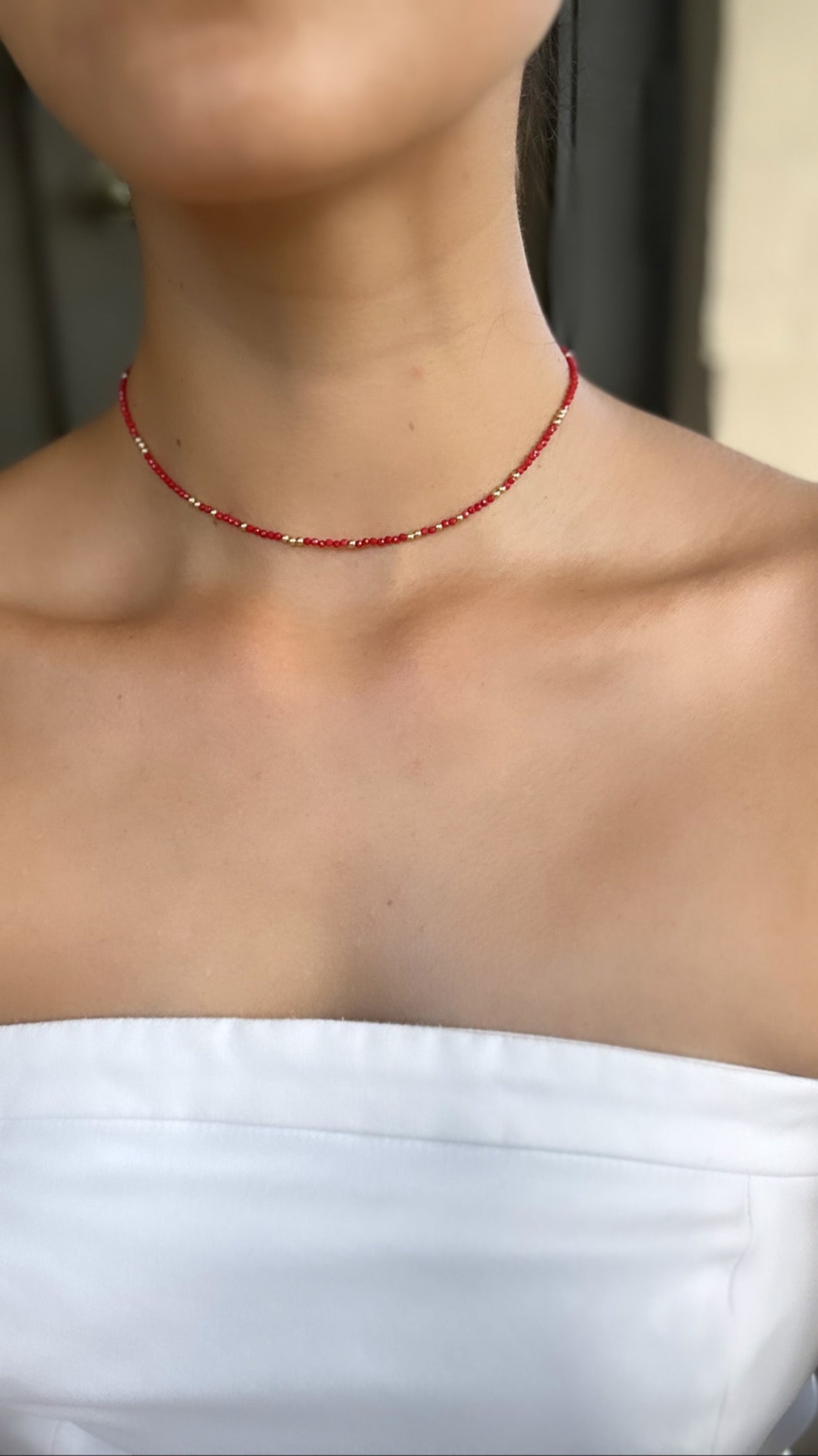 Red & gold beaded necklace