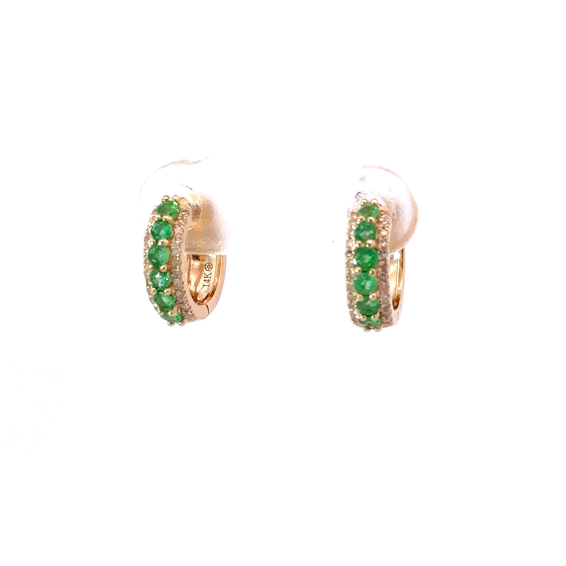 Emerald diamond hoop earring