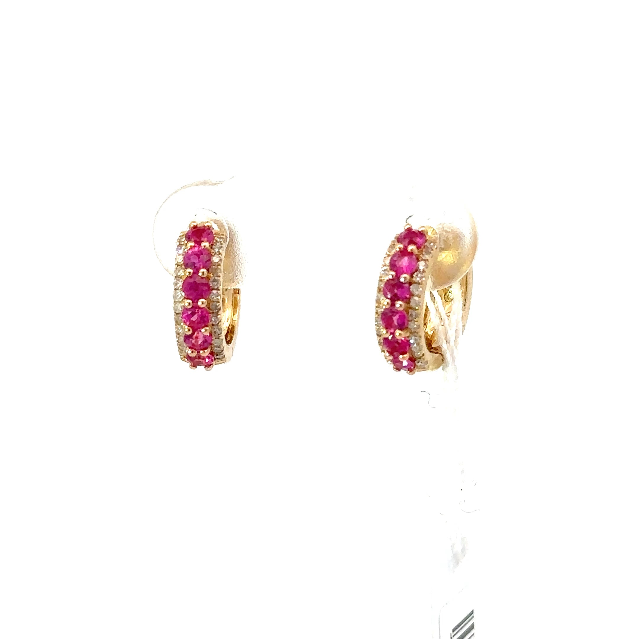 Ruby diamond hoop earring