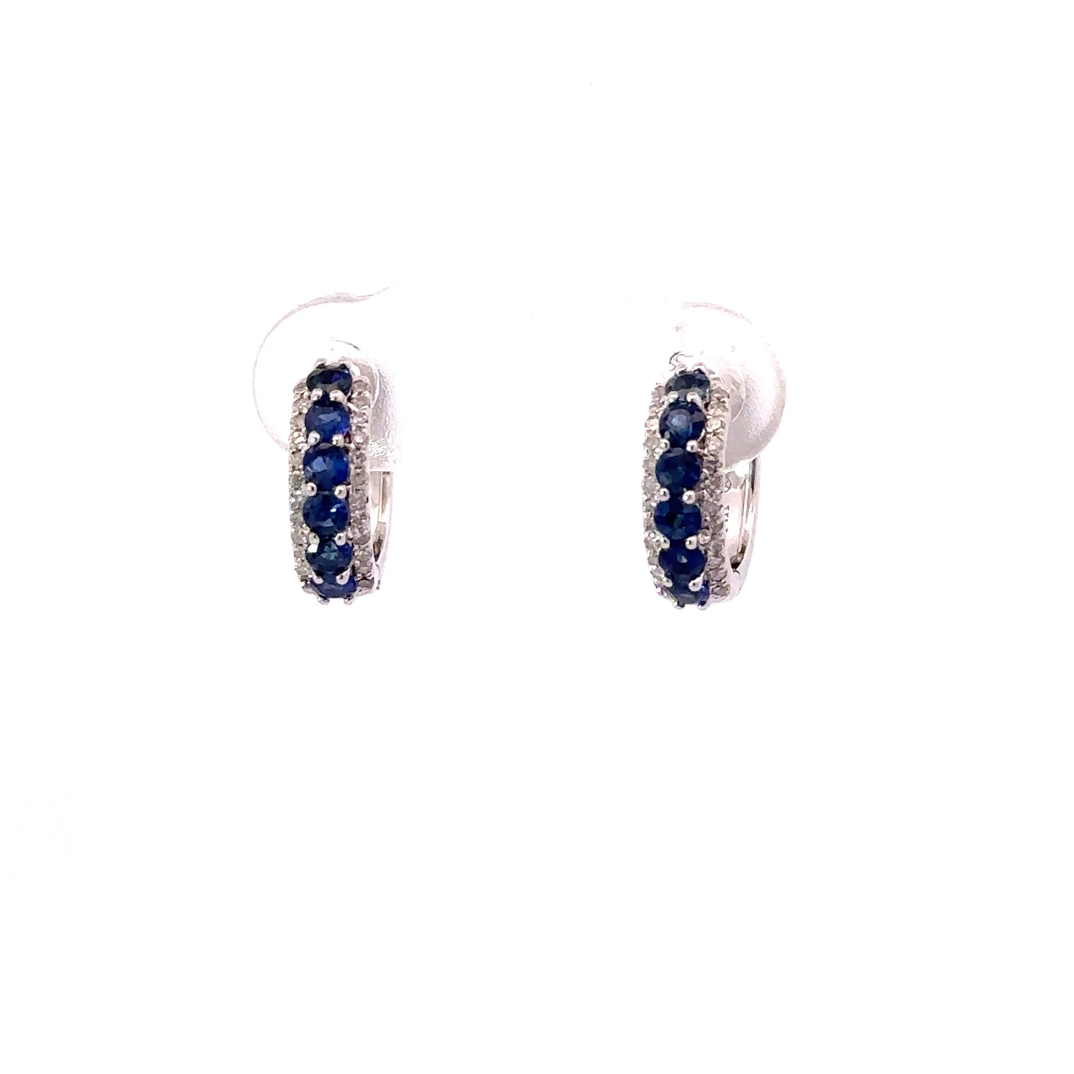 Blue sapphire diamond hoop earring