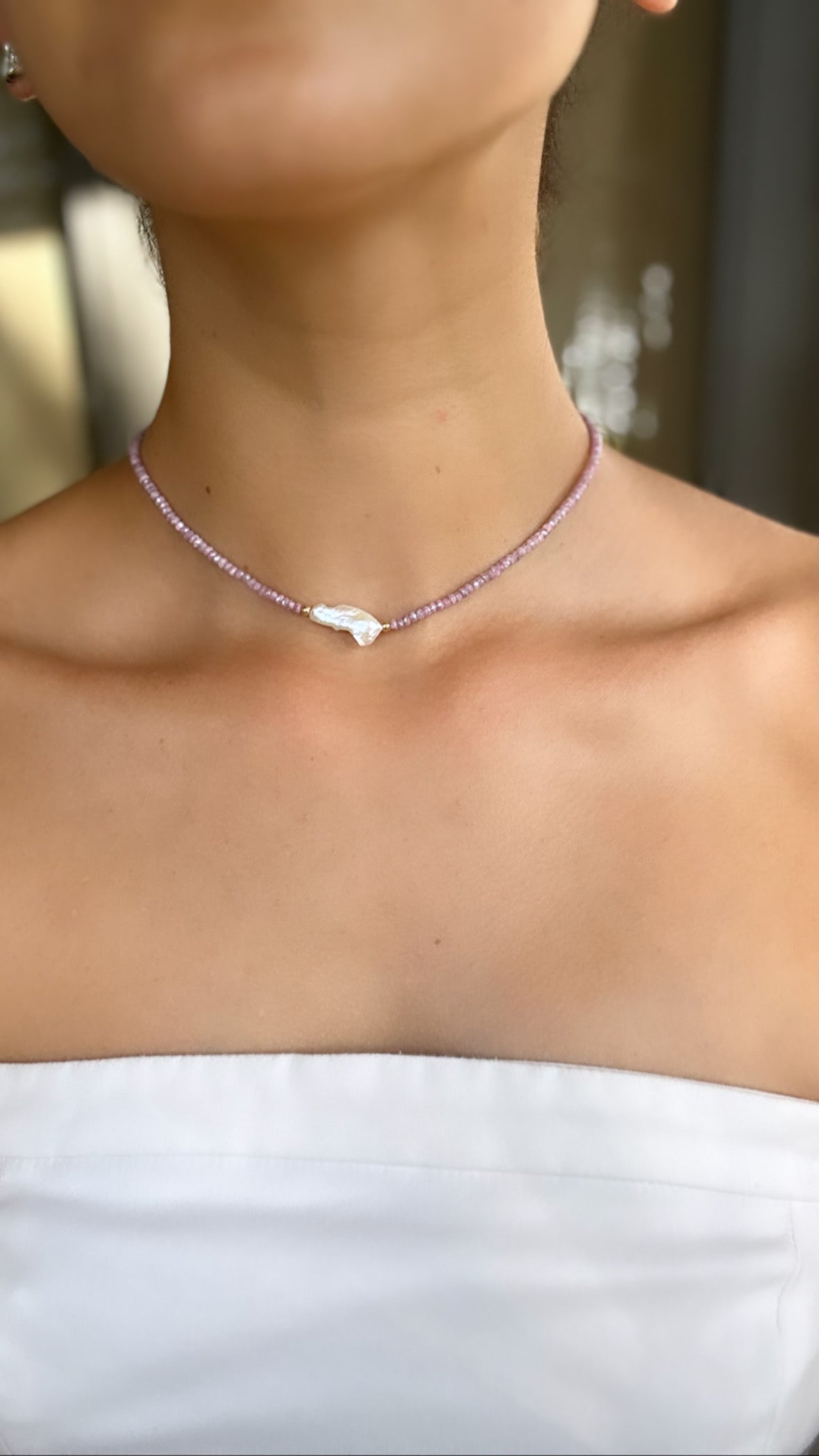 Light amethyst pearl necklace