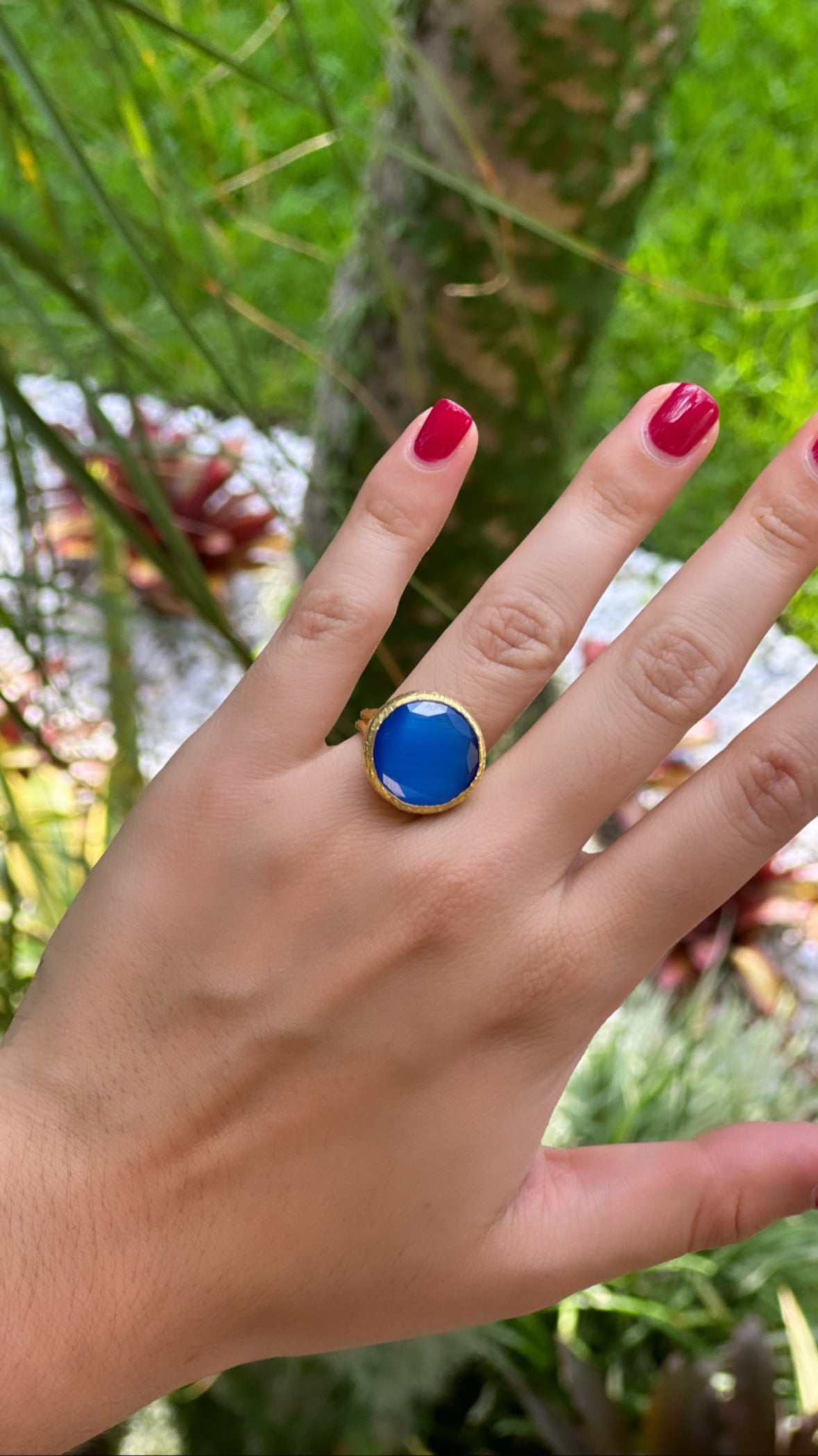 Golden lapis ring