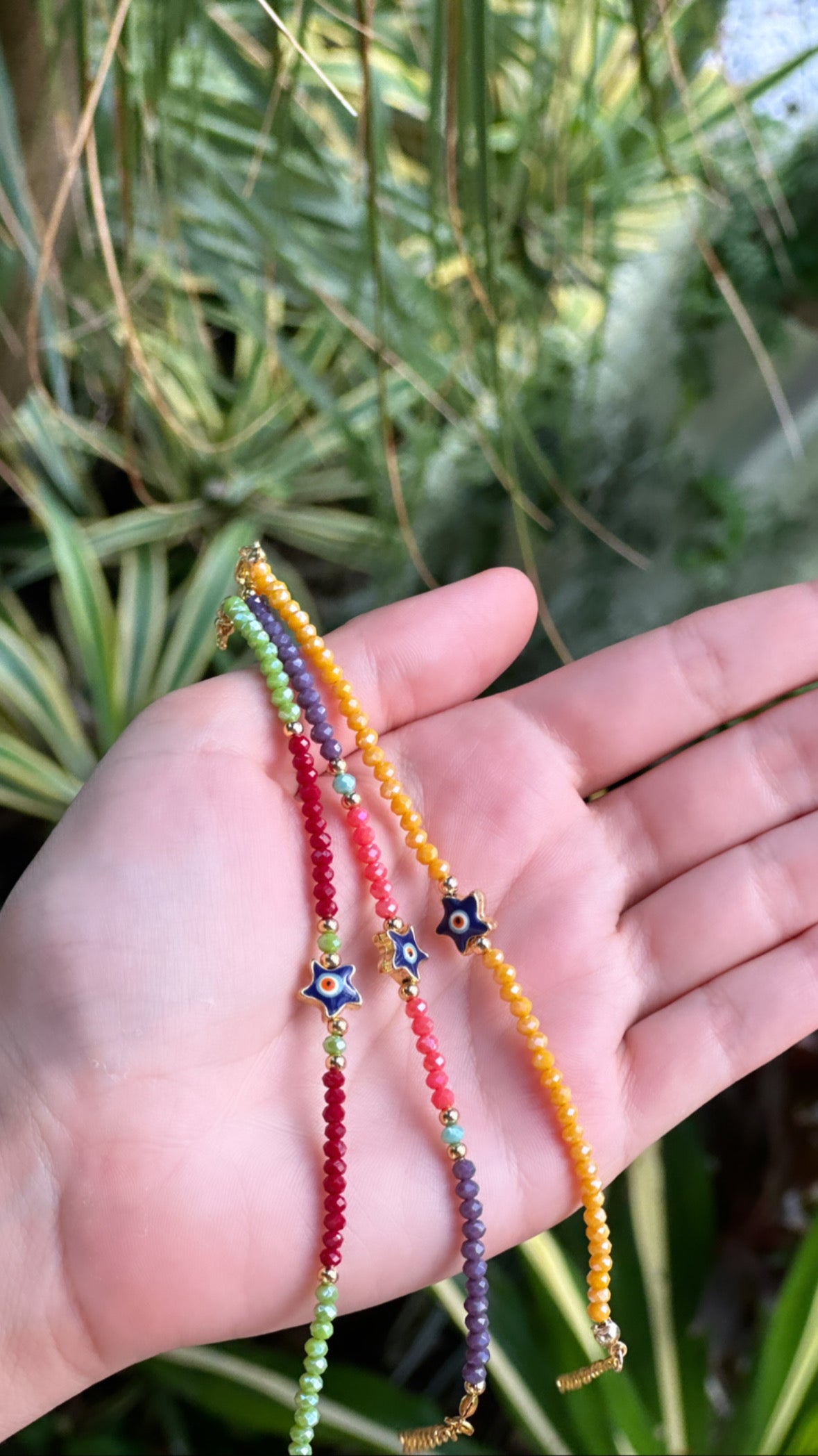 Multicolor starfish beaded bracelet