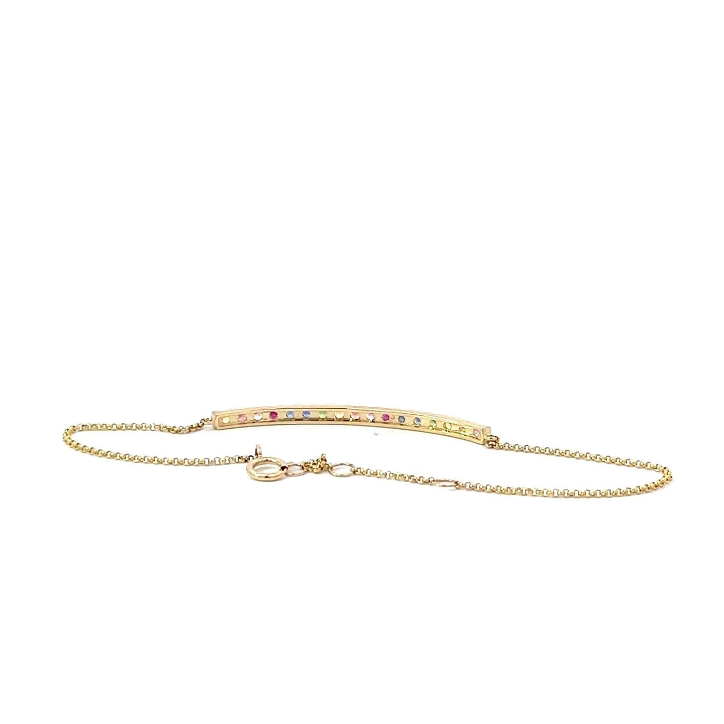 Natural multicolor sapphires bracelet in 14K yellow gold