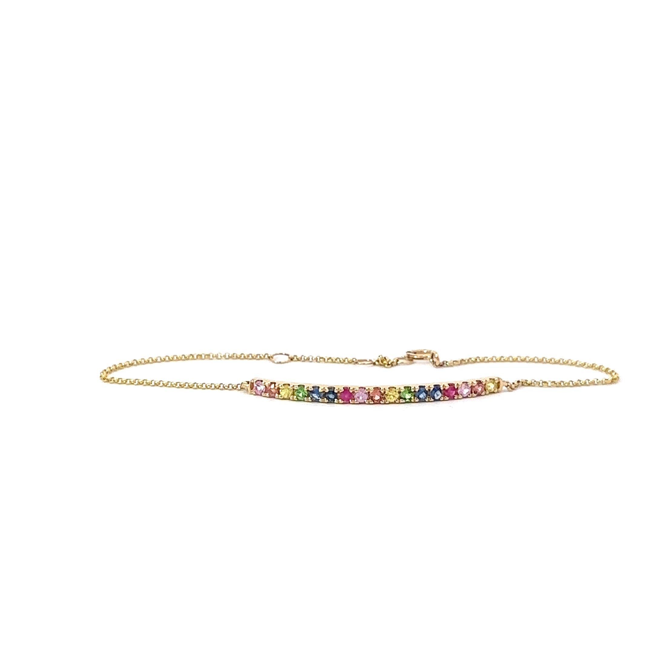 Natural mixed sapphire bracelet in 14K gold