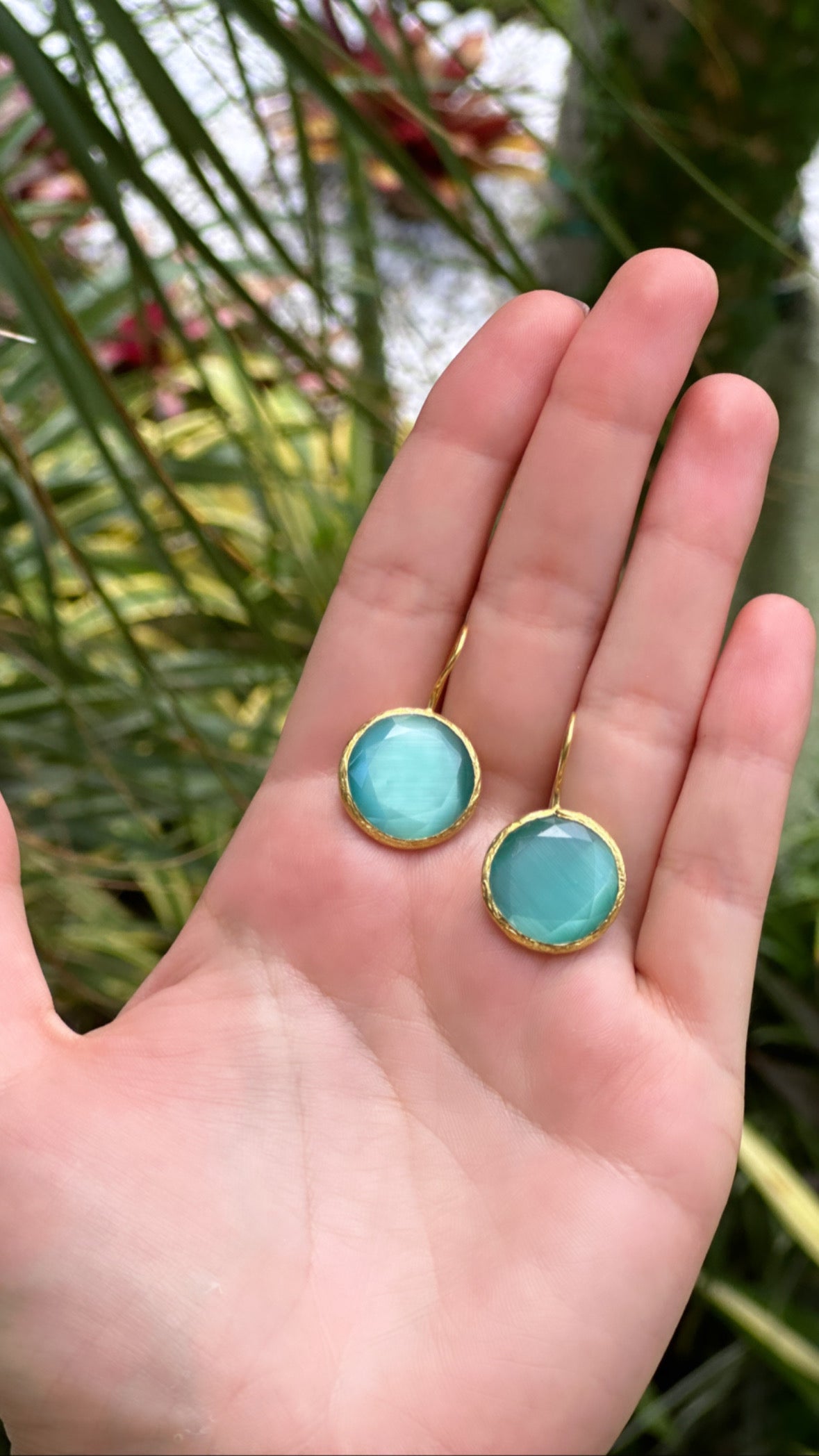 Golden jade earrings