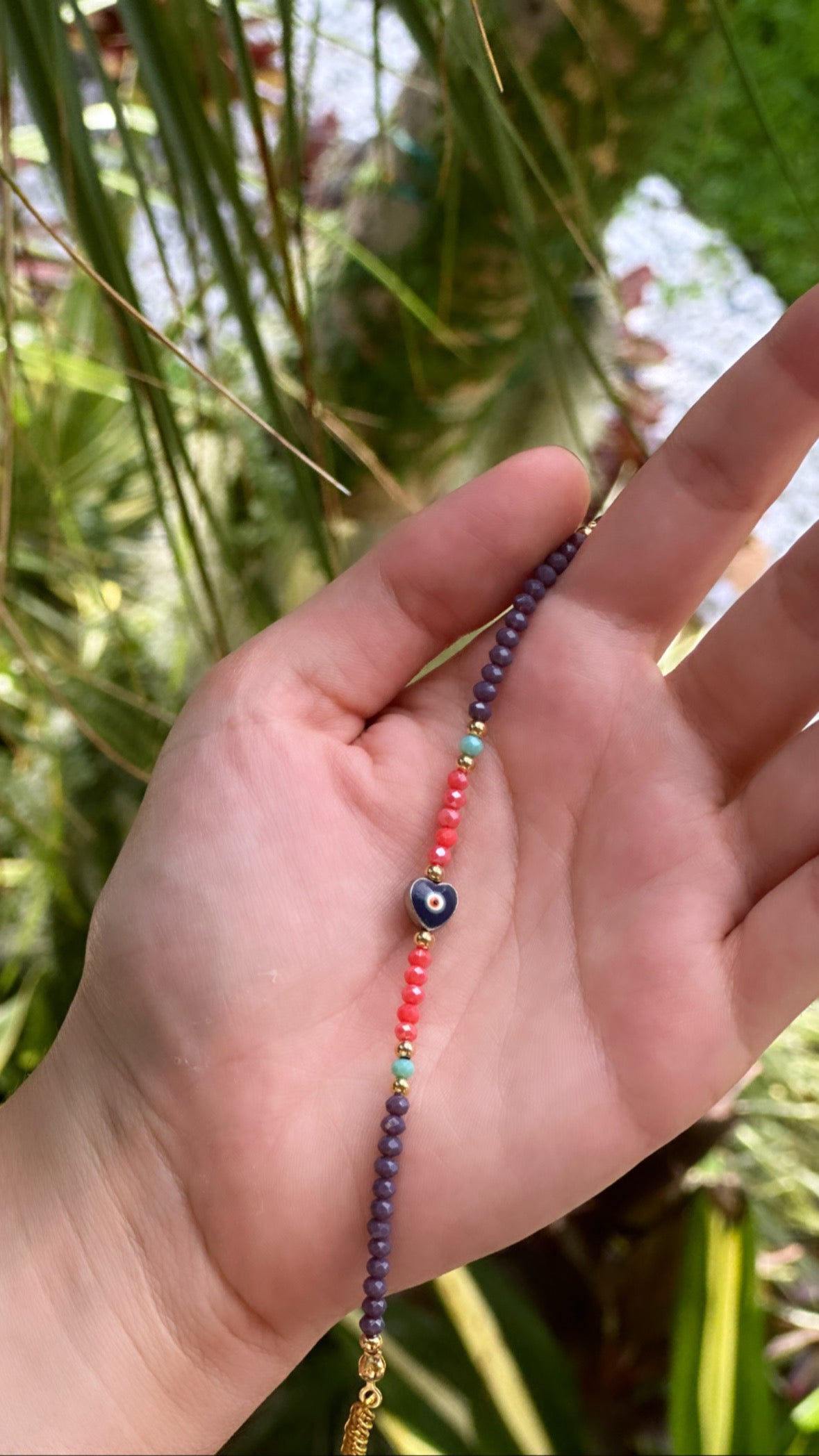 Multicolor heart beaded bracelet