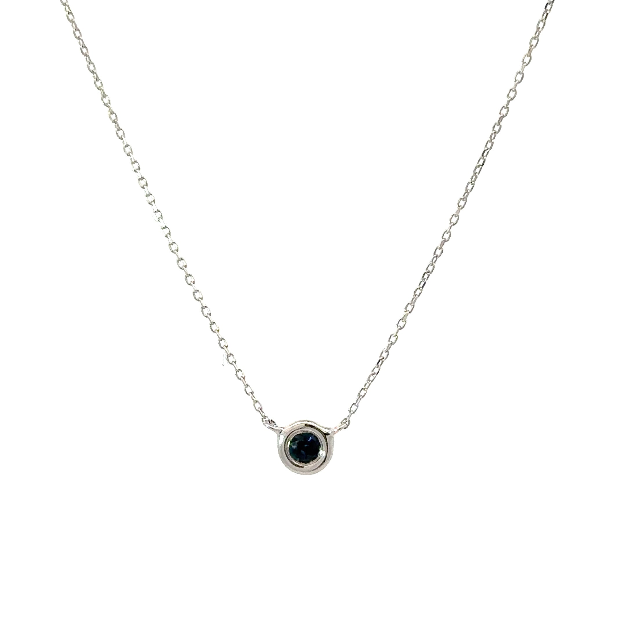 Blue sapphire bezel necklace