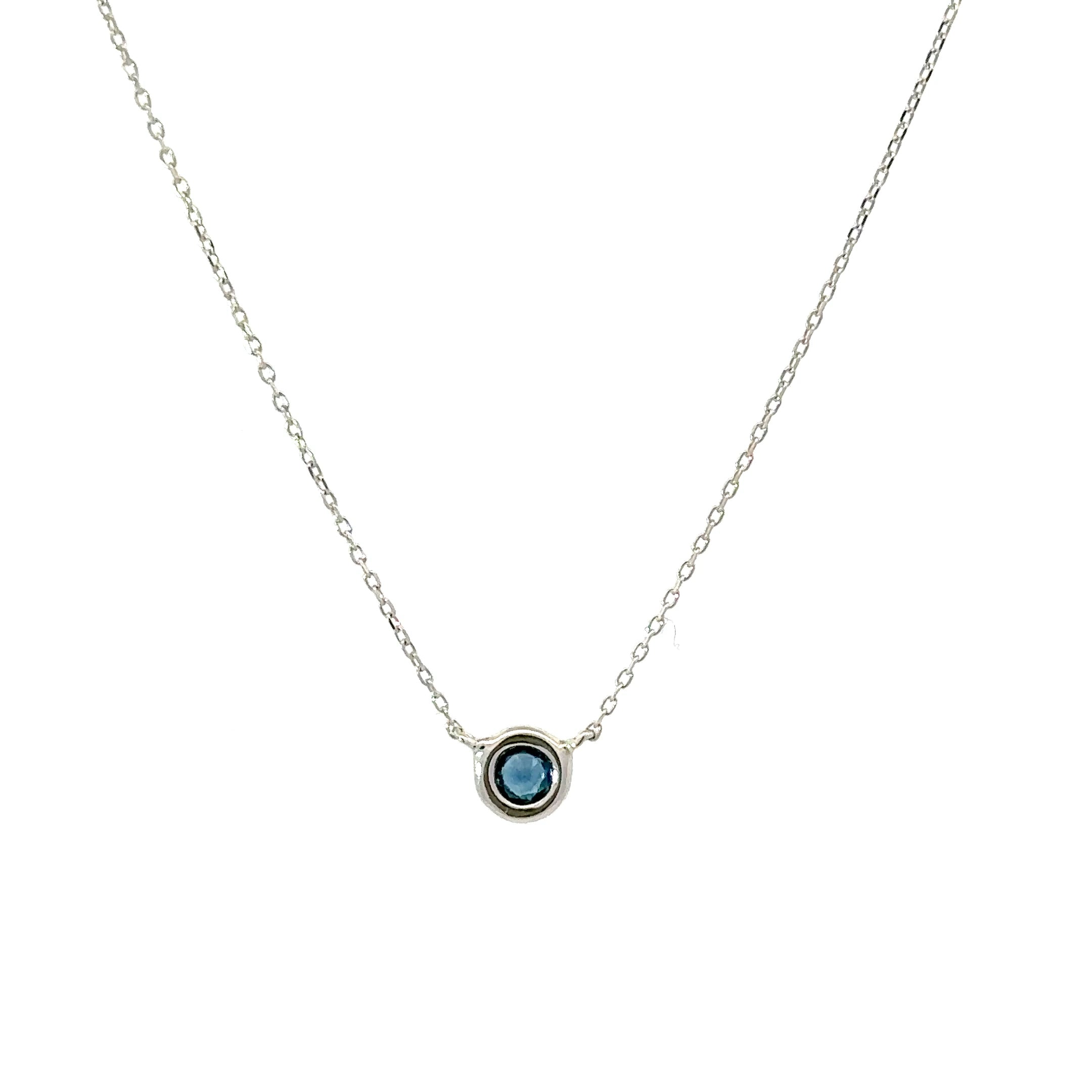 Blue sapphire bezel necklace