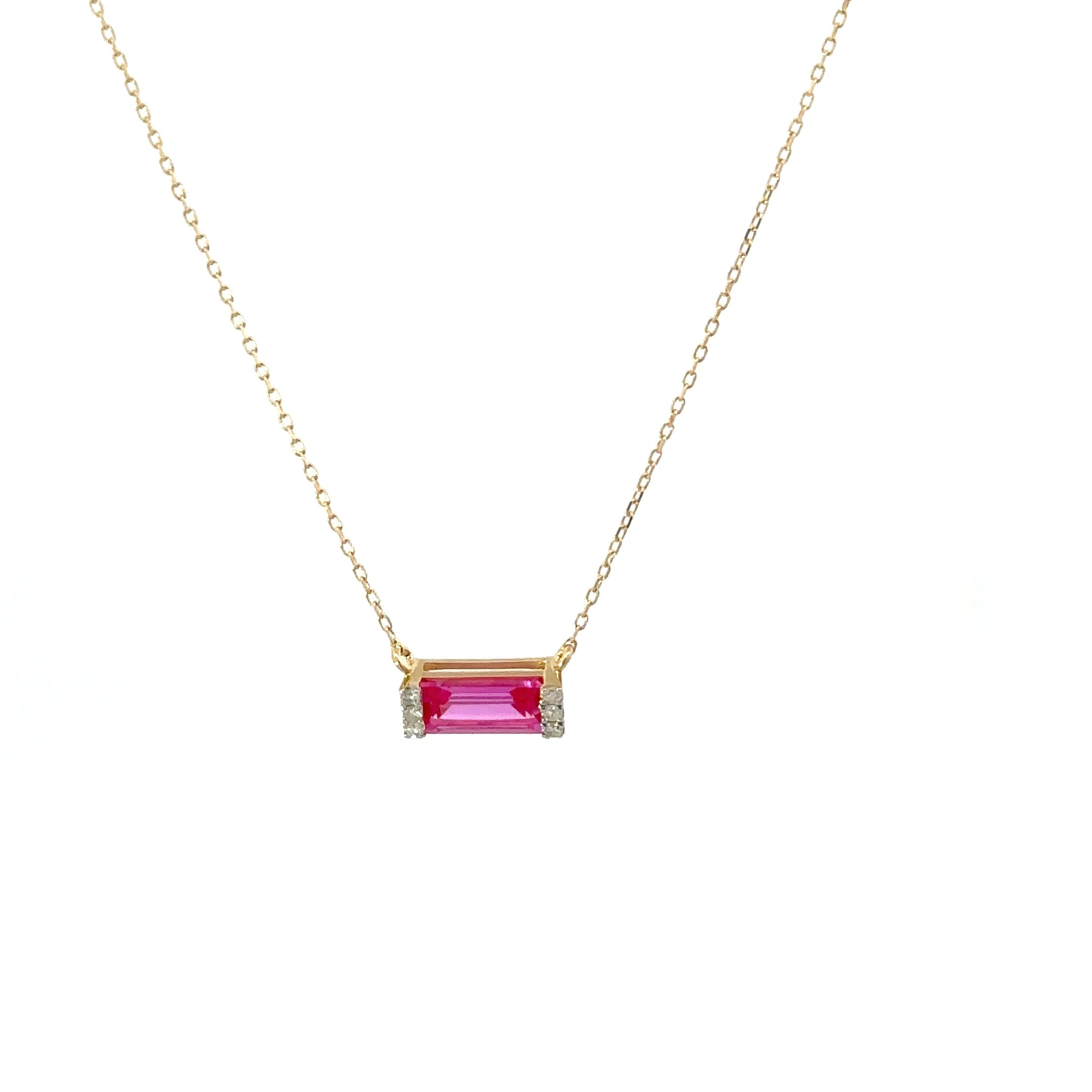 Pink topaz diamond necklace