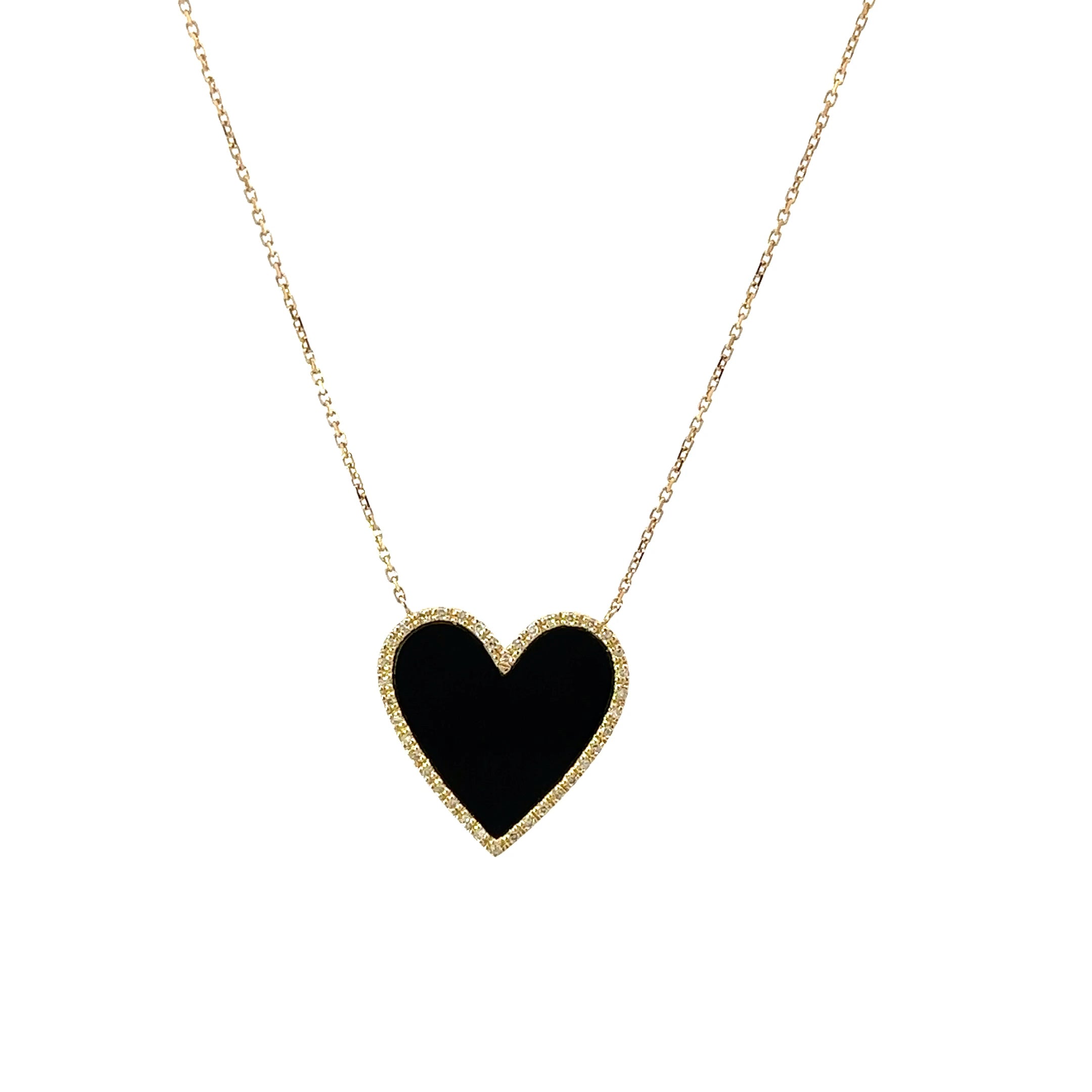 Diamond heart onyx necklace