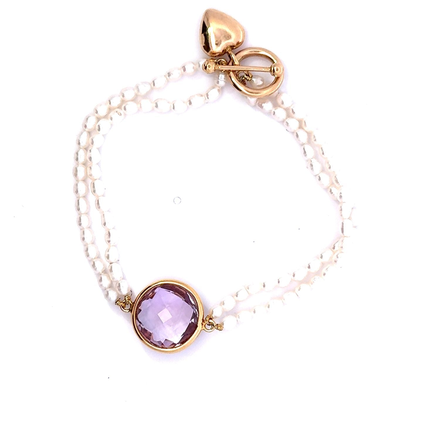 Vintage inspired pearls and amethyst bracelet