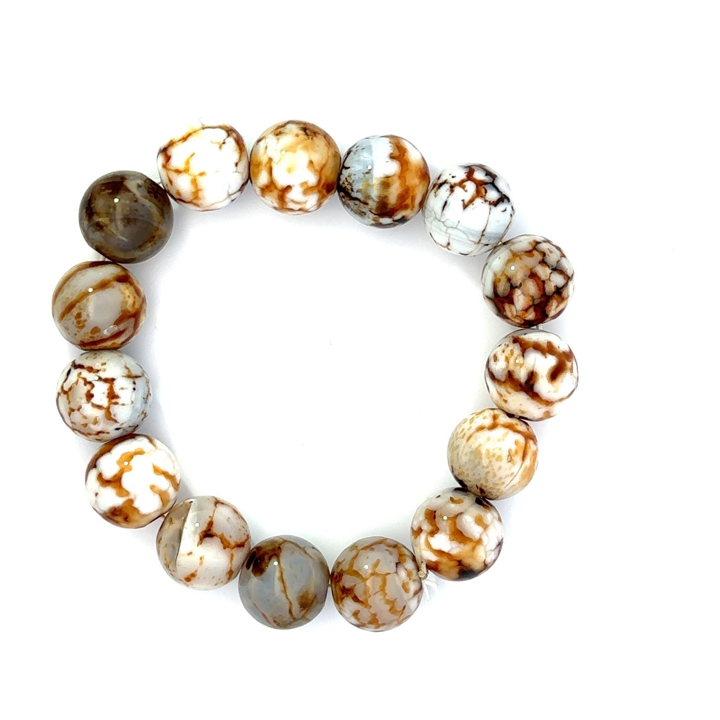 Fossil coral beads bracelet