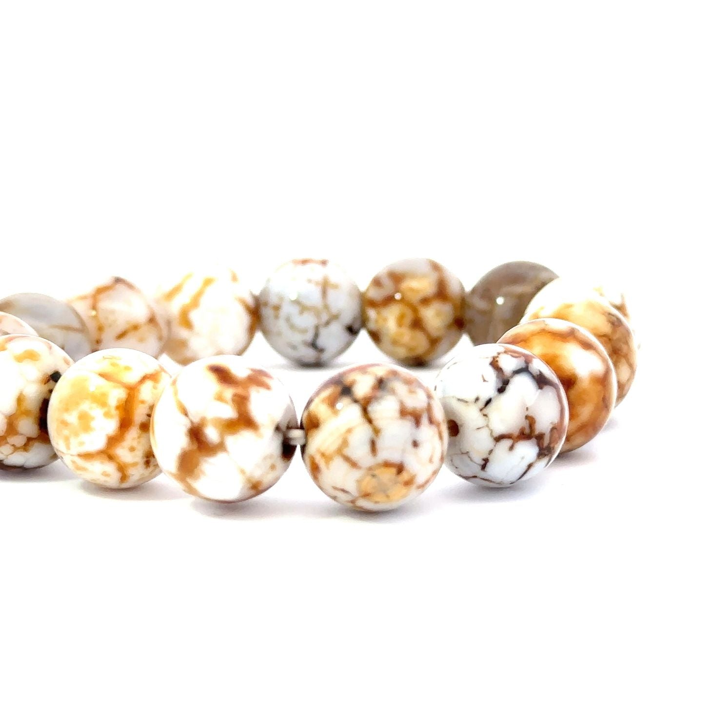 Fossil coral beads bracelet