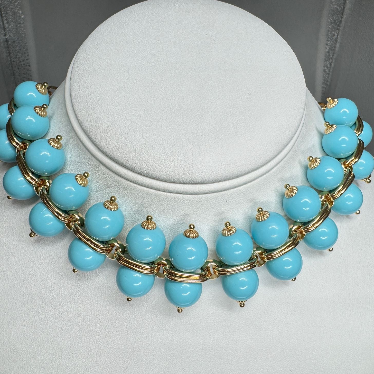 Golden turquoise beaded necklace