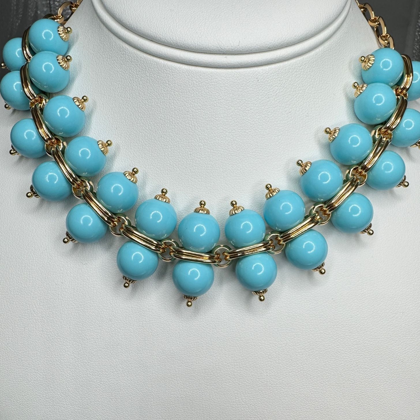 Golden turquoise beaded necklace