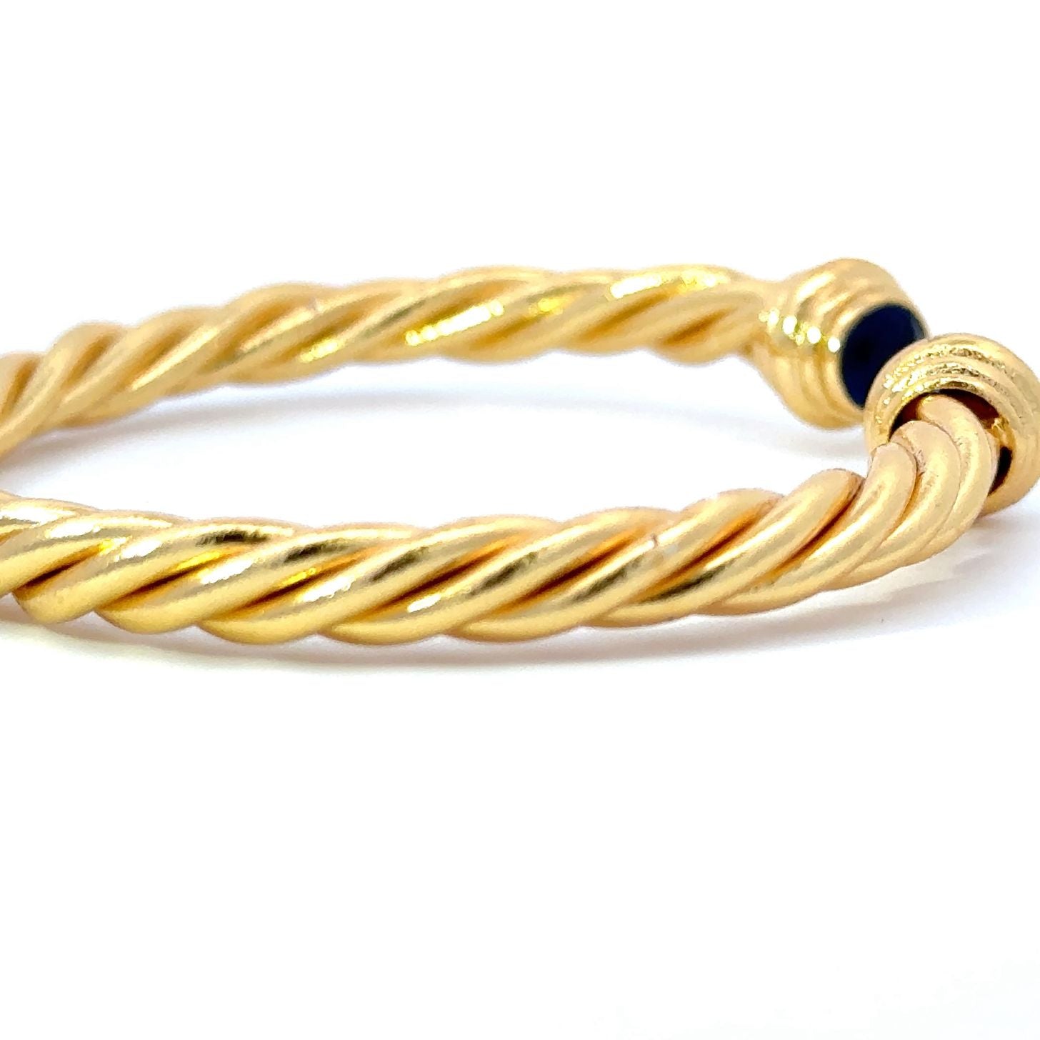 Golden lapis lazuli braided open bangle