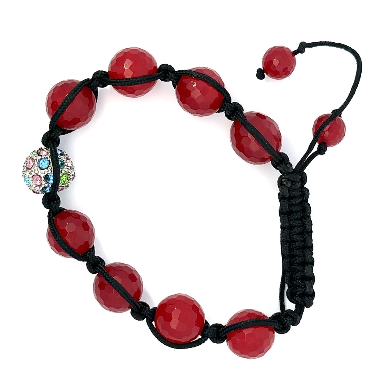 Red coral and crystals beads bracelet