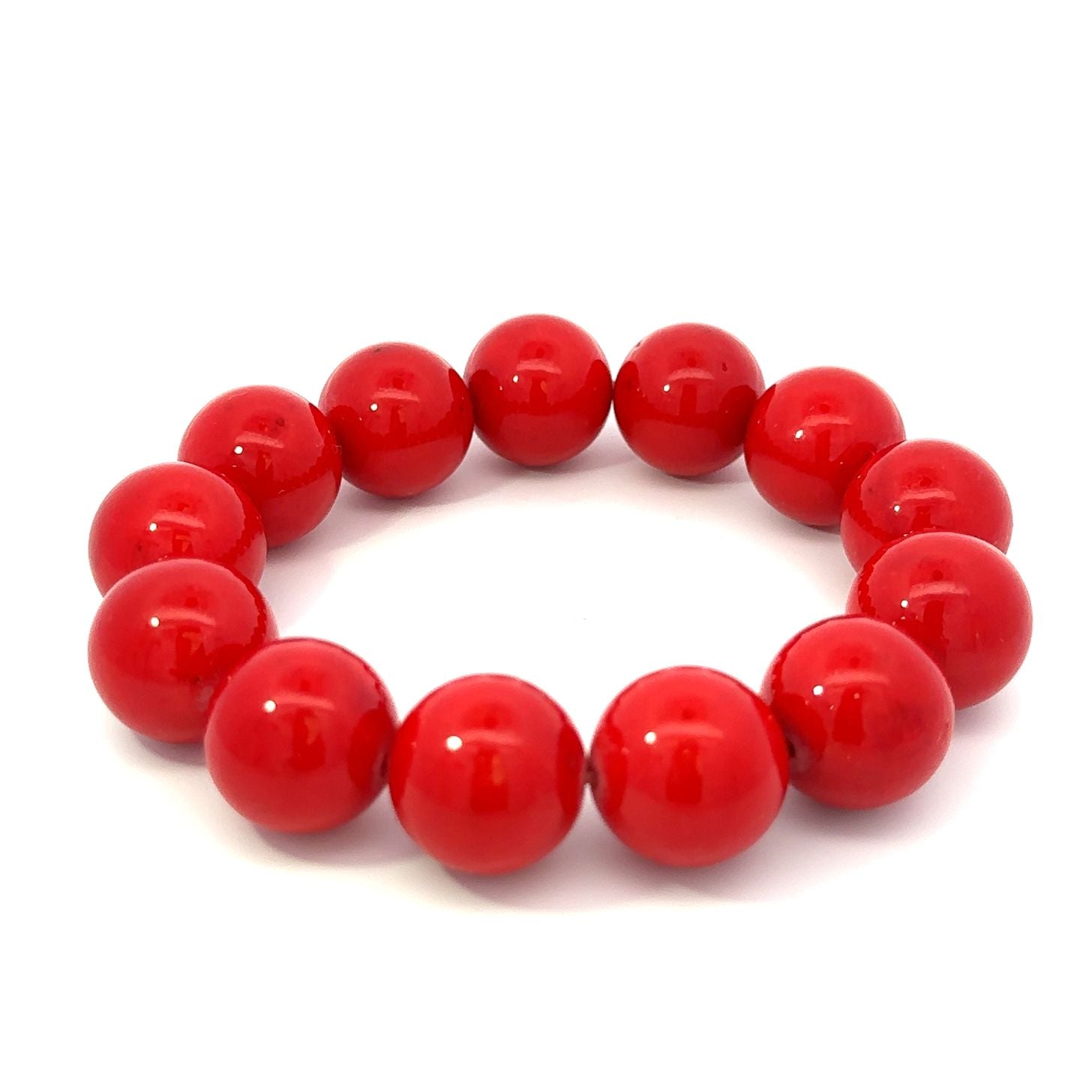 Natural deep red coral beads bracelet 16mm