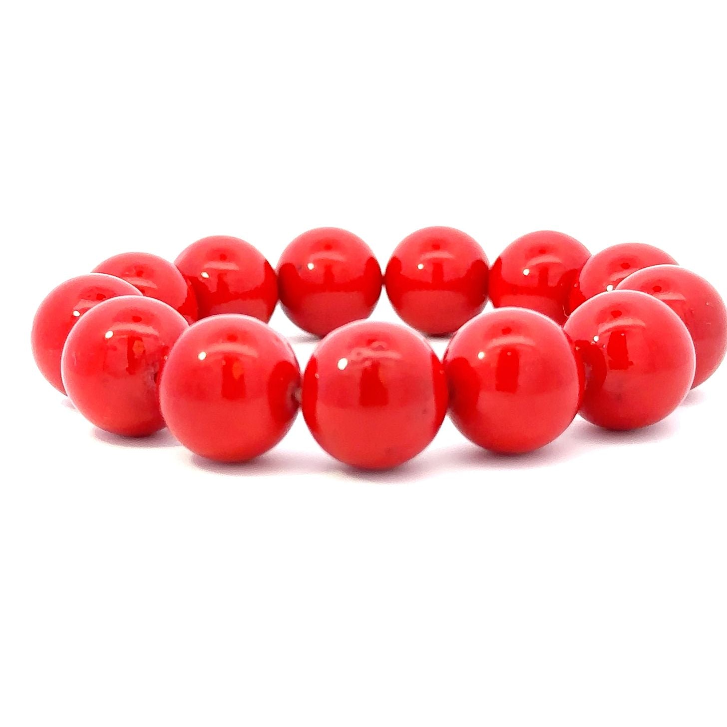 Natural deep red coral beads bracelet 16mm