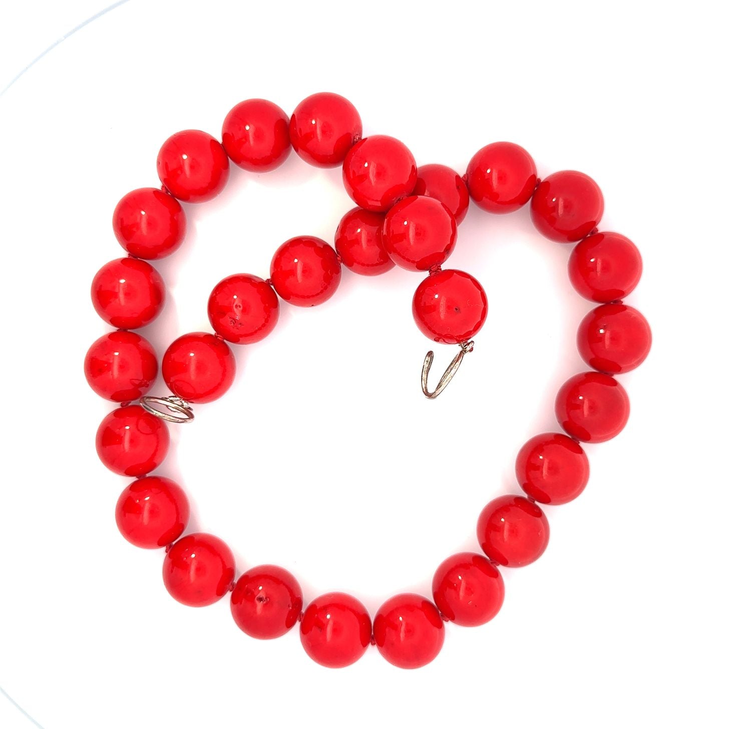 Natural deep red coral necklace 18"